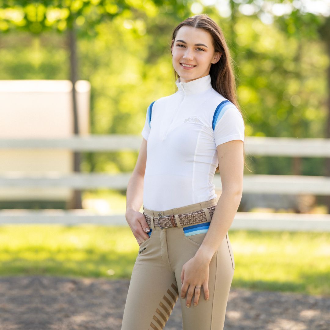 Equine Couture Gradient Short Sleeve Show Shirt w/ Arm Stripes