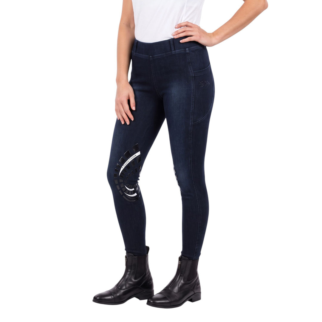 Equine Couture Ladies Soft Stretch Denim Riding Tights with Phone Pocket
