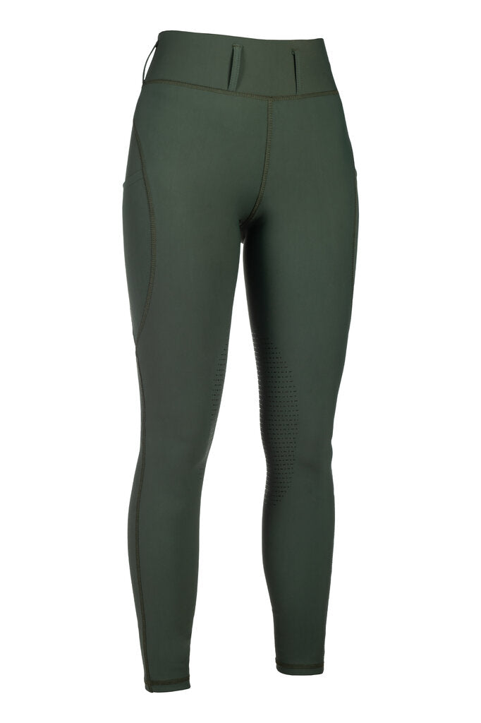 HKM Jil High Waist- Sil. Knee Patch Ladies Riding Leggings - Breeches.com