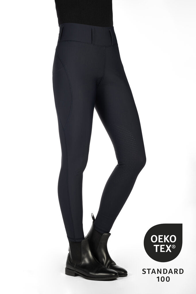 HKM Jil High Waist- Sil. Knee Patch Ladies Riding Leggings - Breeches.com