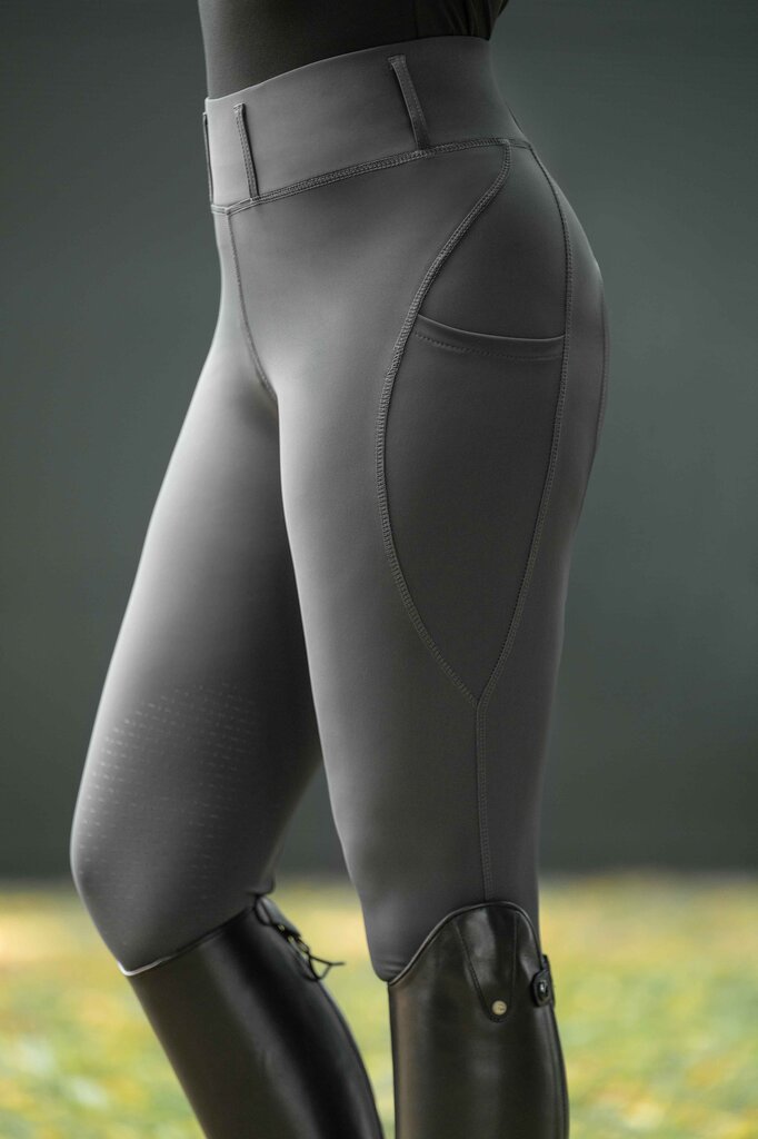 HKM Jil High Waist- Sil. Knee Patch Ladies Riding Leggings - Breeches.com