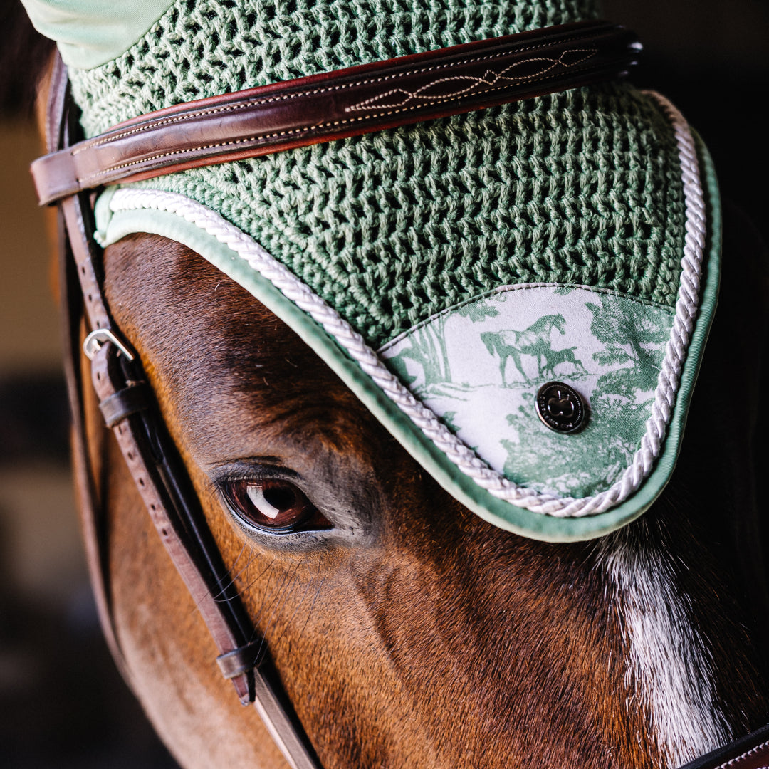 Dapplebay Equestrian Toile Fly Veil-Green/White