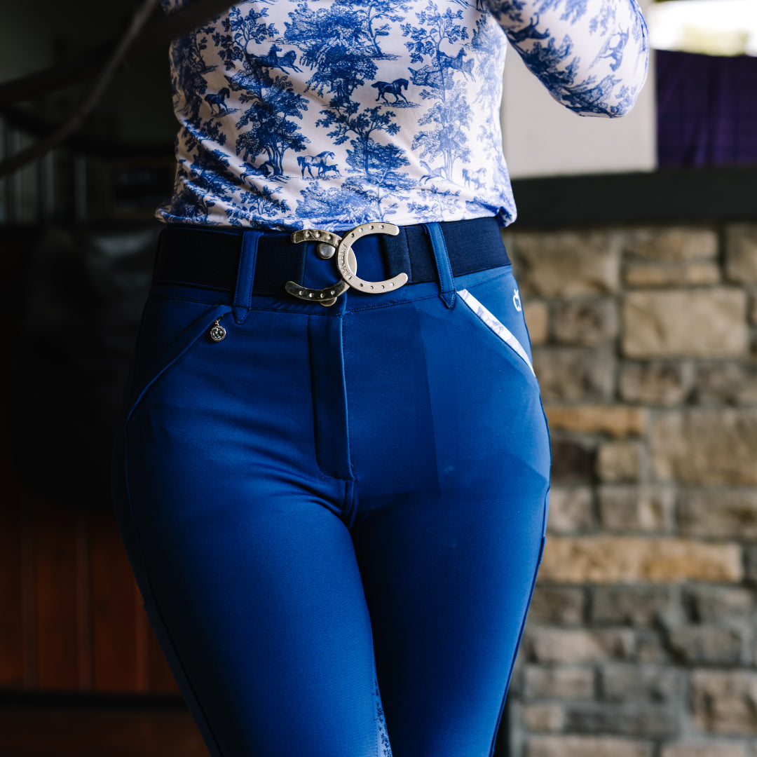 Dapplebay Equestrian Toile Compression Breeches-Navy