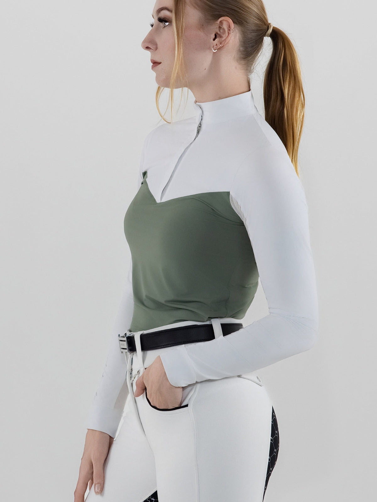 Dapplebay Lady 1/4 Zip LS Show Top-Rosemary