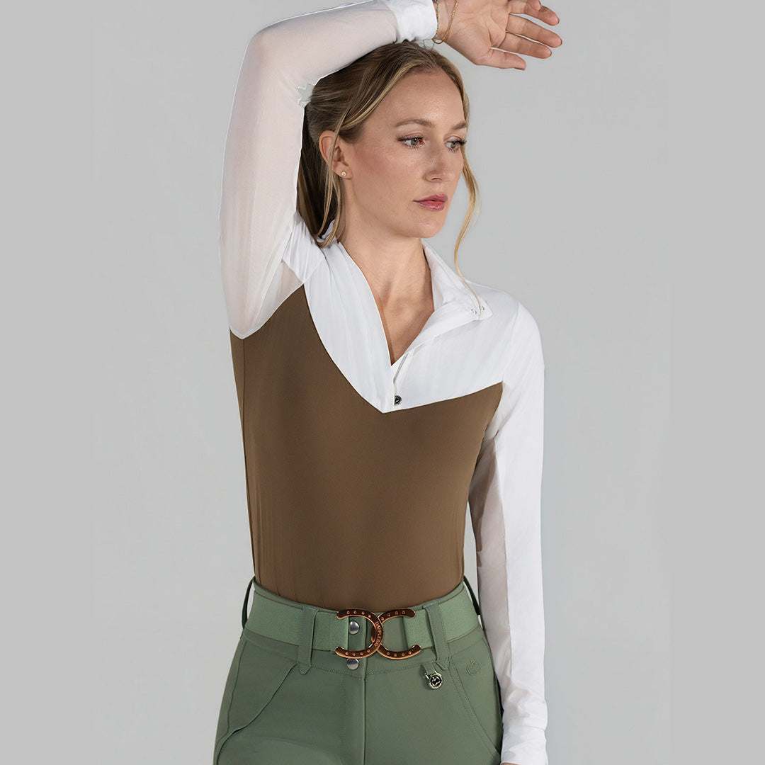 Dapplebay Lady 1/4 Zip LS Show Top-Chestnut