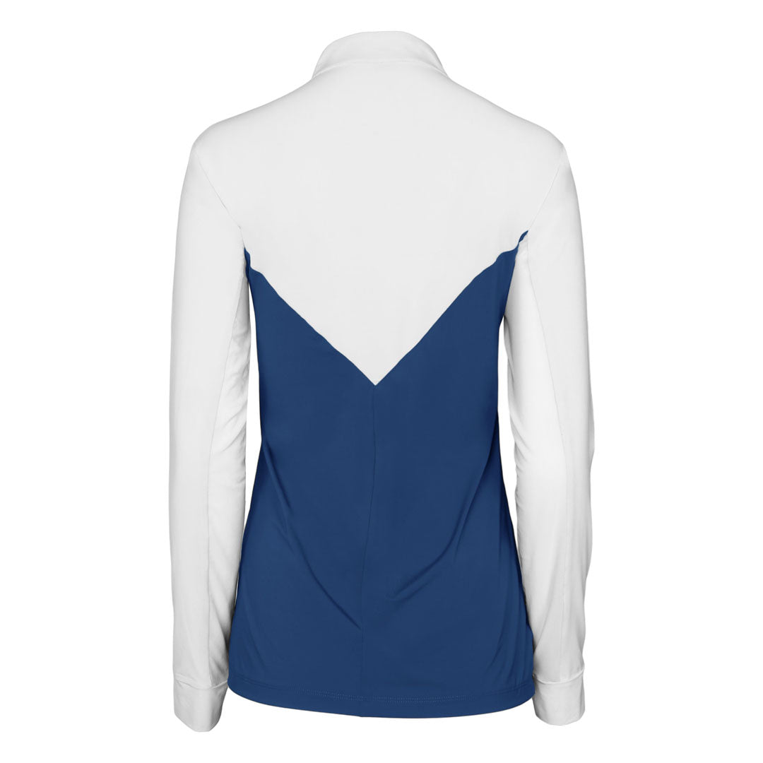 Dapplebay Lady 1/4 Zip Show Top-White/Navy
