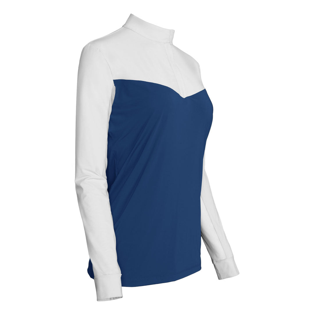Dapplebay Lady 1/4 Zip Show Top-White/Navy