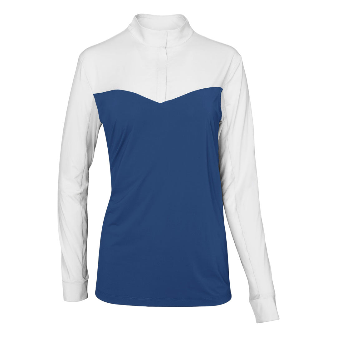 Dapplebay Lady 1/4 Zip Show Top-White/Navy