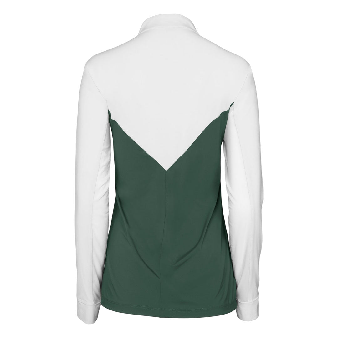 Dapplebay Lady 1/4 Zip Show Top-White/Evergreen