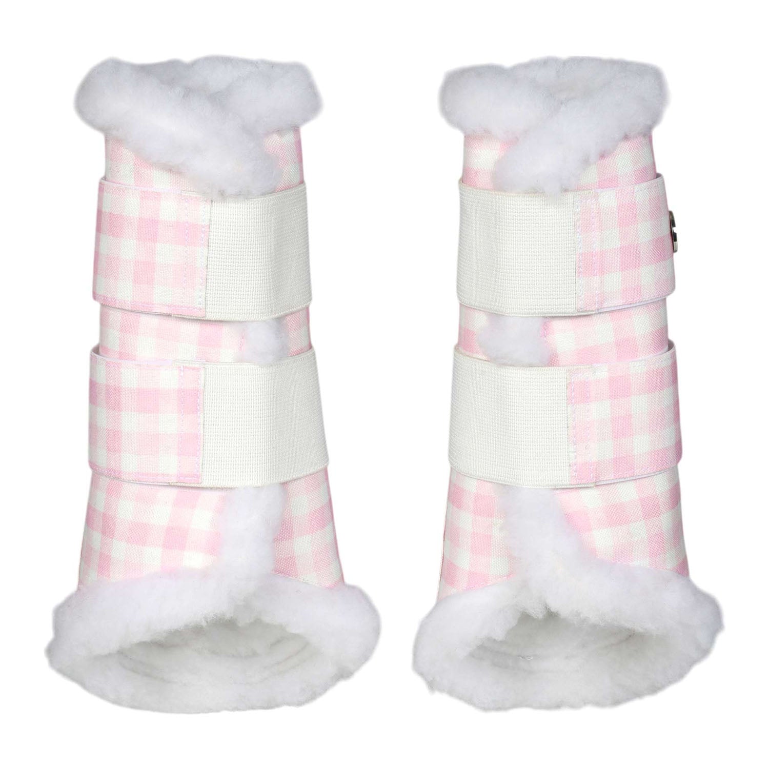 Dapplebay Gingham Brush Boots-Pink/White
