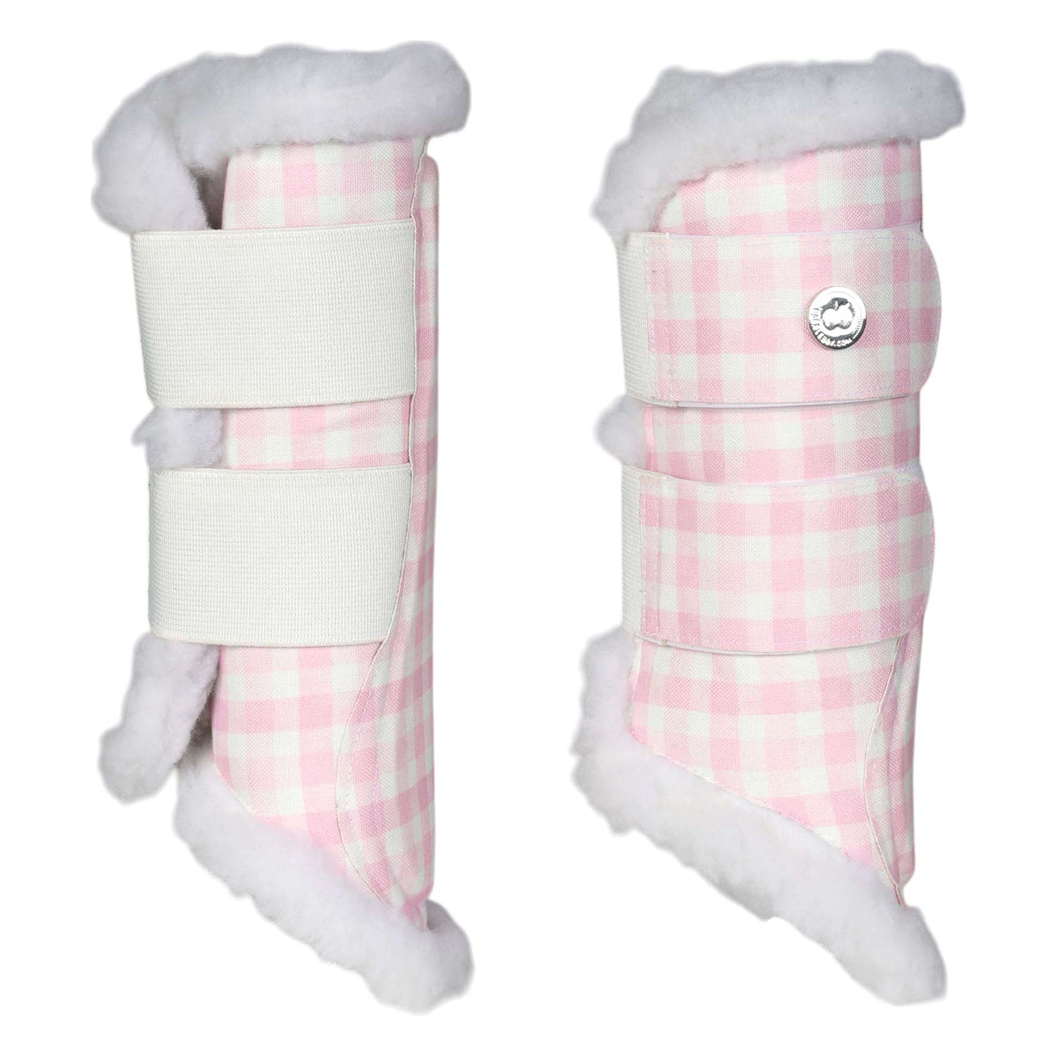 Dapplebay Gingham Brush Boots-Pink/White