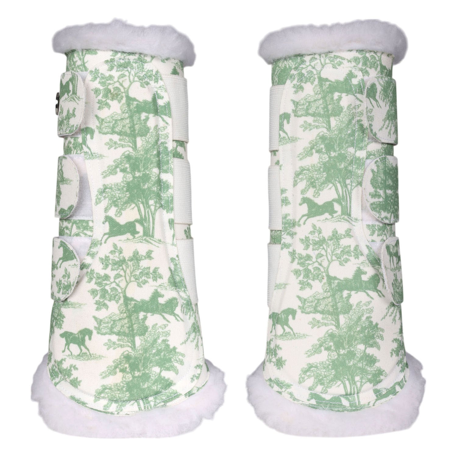 Dapplebay Equestrian Toile Brush Boots-Green/White