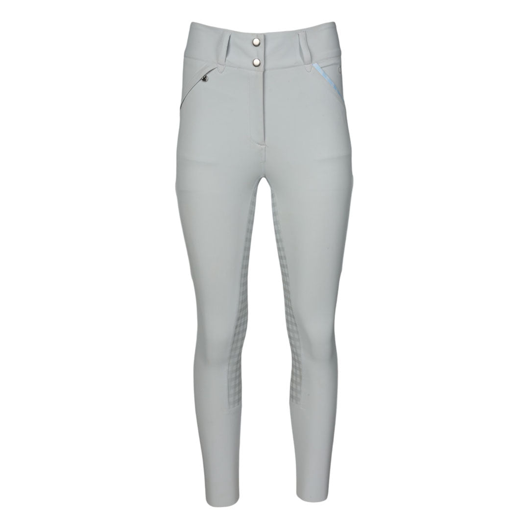Dapplebay Gingham Compression Full Seat Breeches-Light Grey