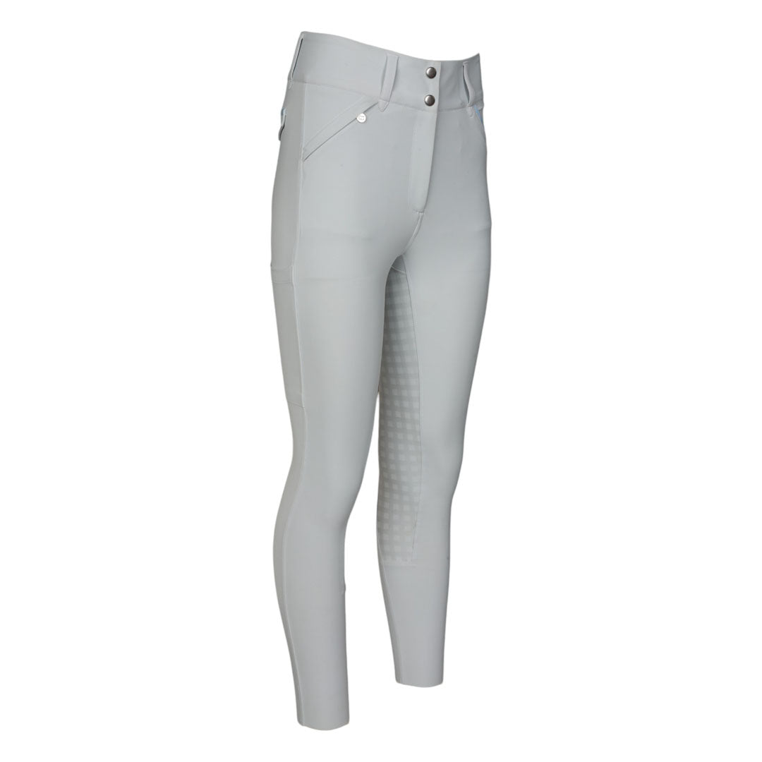 Dapplebay Gingham Compression Full Seat Breeches-Light Grey
