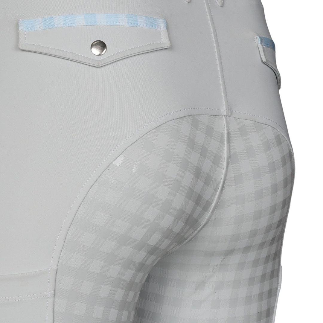 Dapplebay Gingham Compression Full Seat Breeches-Light Grey