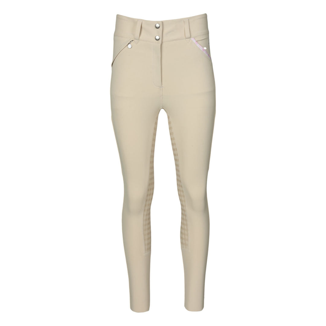 Dapplebay Gingham Compression Full Seat Breeches-Tan