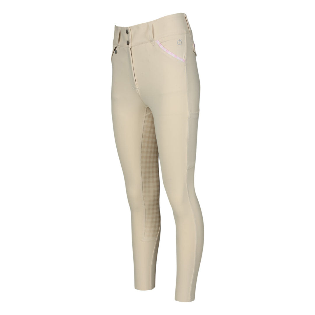 Dapplebay Gingham Compression Full Seat Breeches-Tan