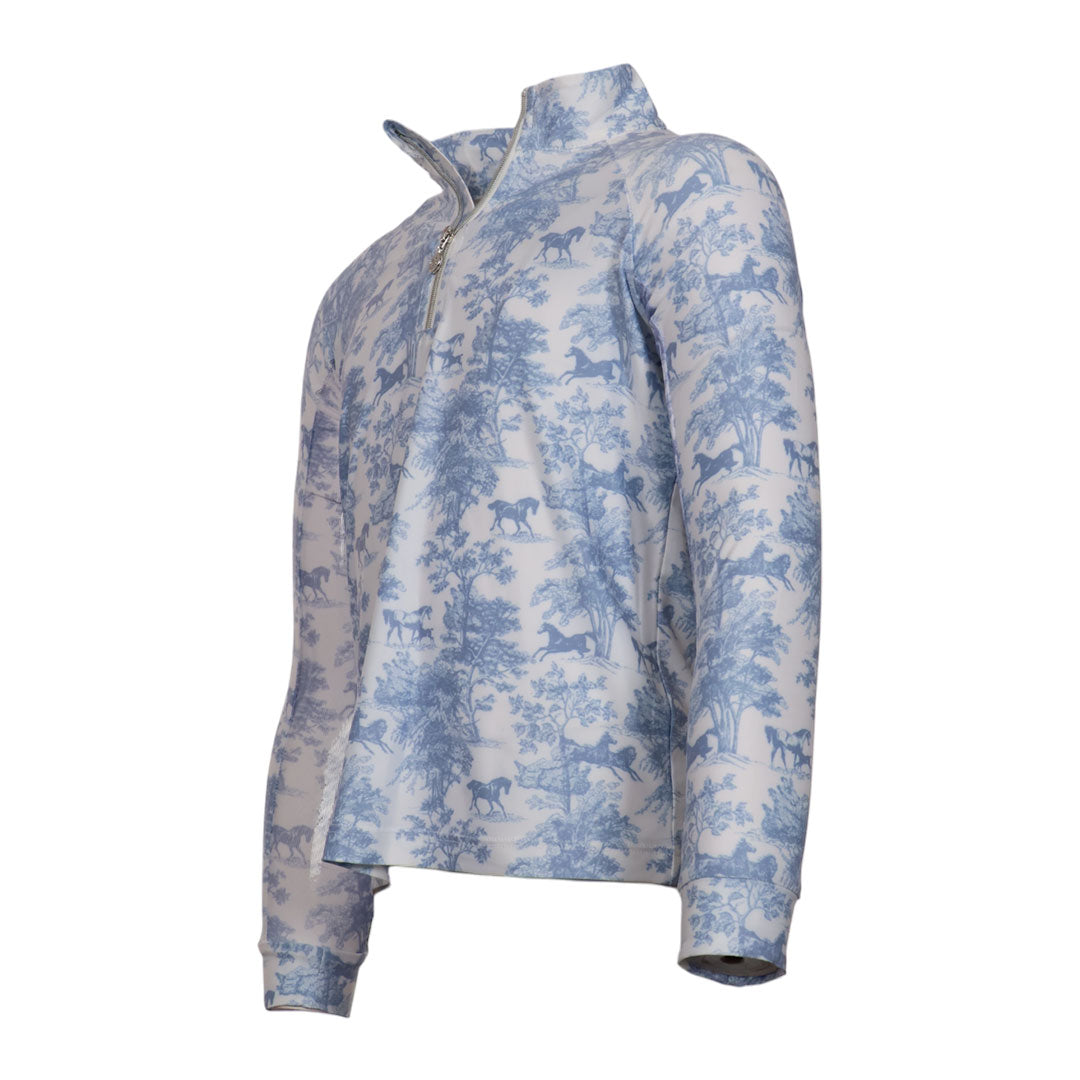 Dapplebay Kids Equestrian Toile 1/4 Zip LS Riding Top-Breeches.com