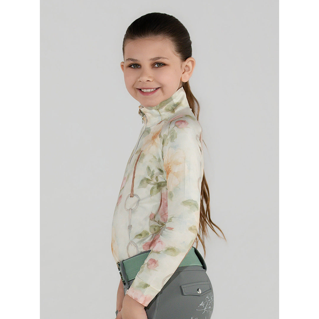 Dapplebay Kids Vintage Floral 1/4 Zip LS Riding Top