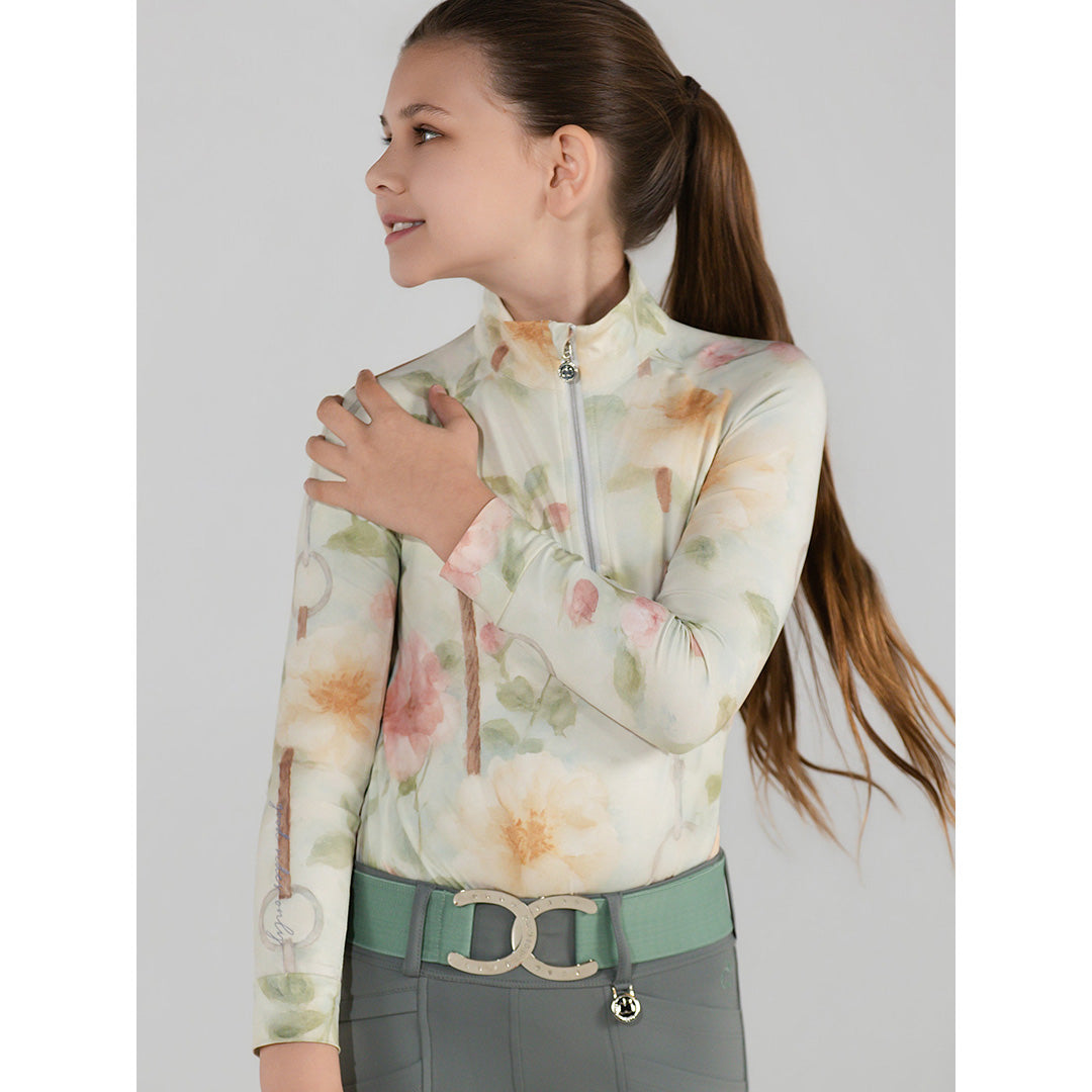 Dapplebay Kids Vintage Floral 1/4 Zip LS Riding Top