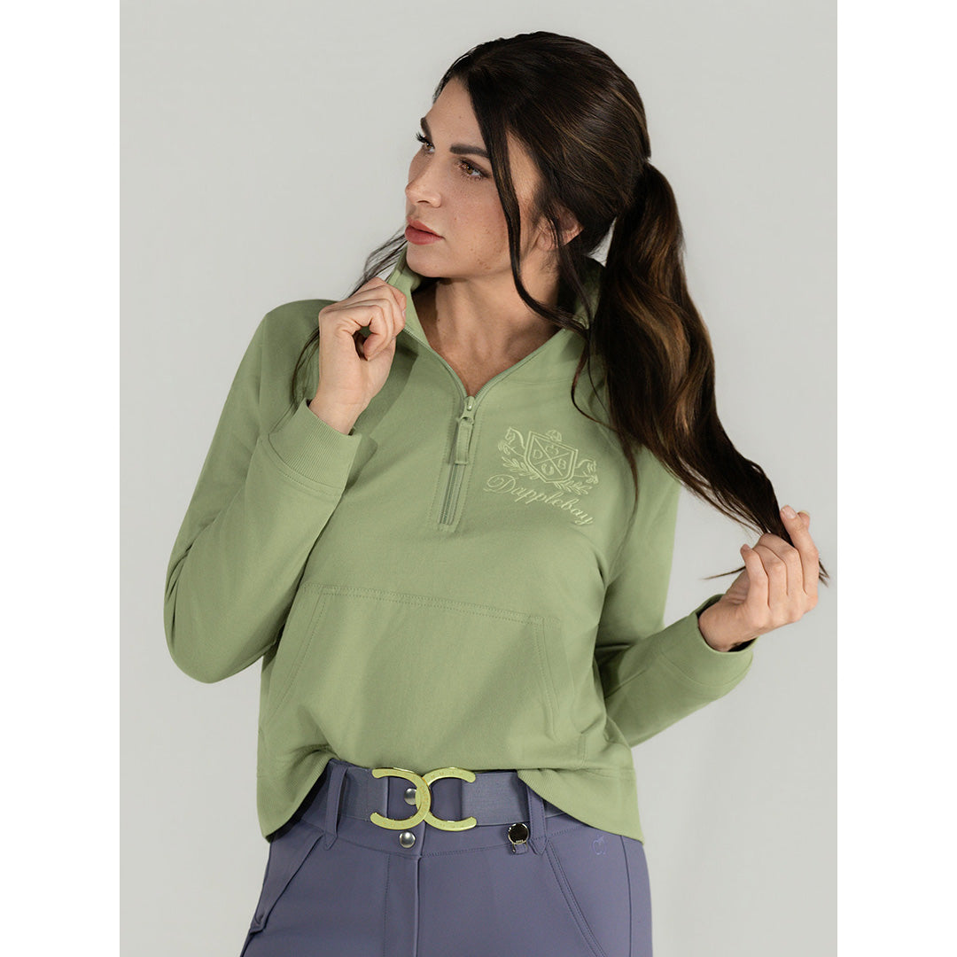 Dapplebay Crest 1/2 Zip French Terry Sweatshirt-Sage