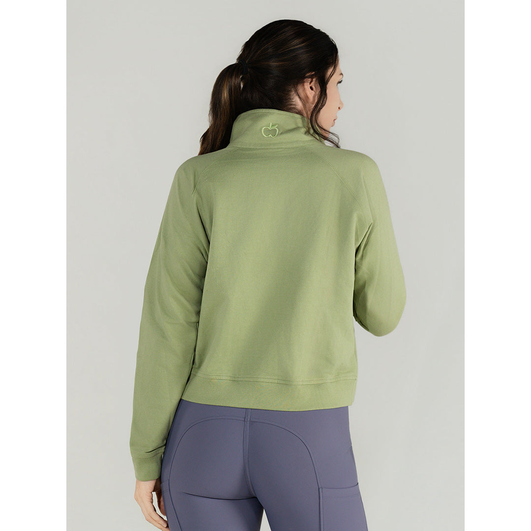 Dapplebay Crest 1/2 Zip French Terry Sweatshirt-Sage