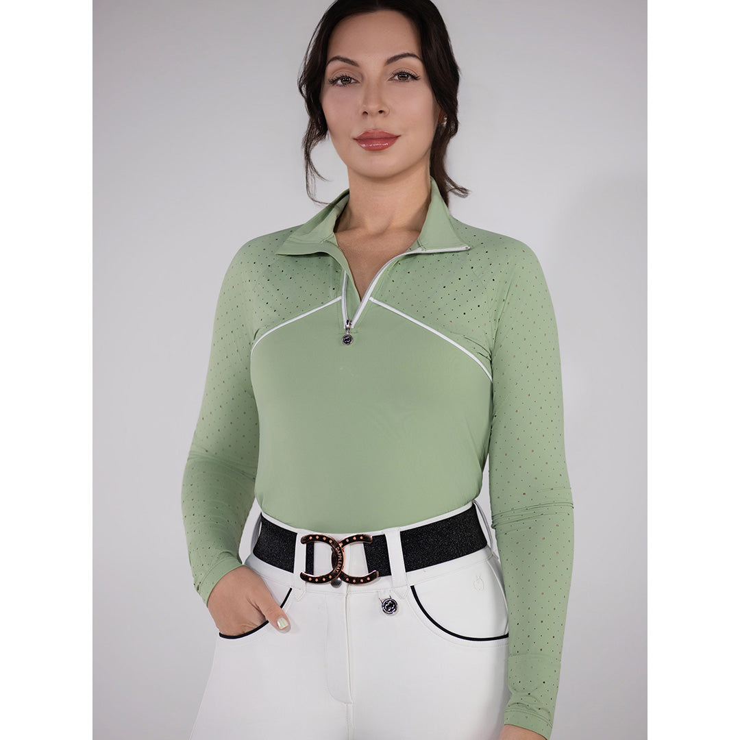 Dapplebay Lady 1/4 Zip Aircut LS Riding Top-Sage