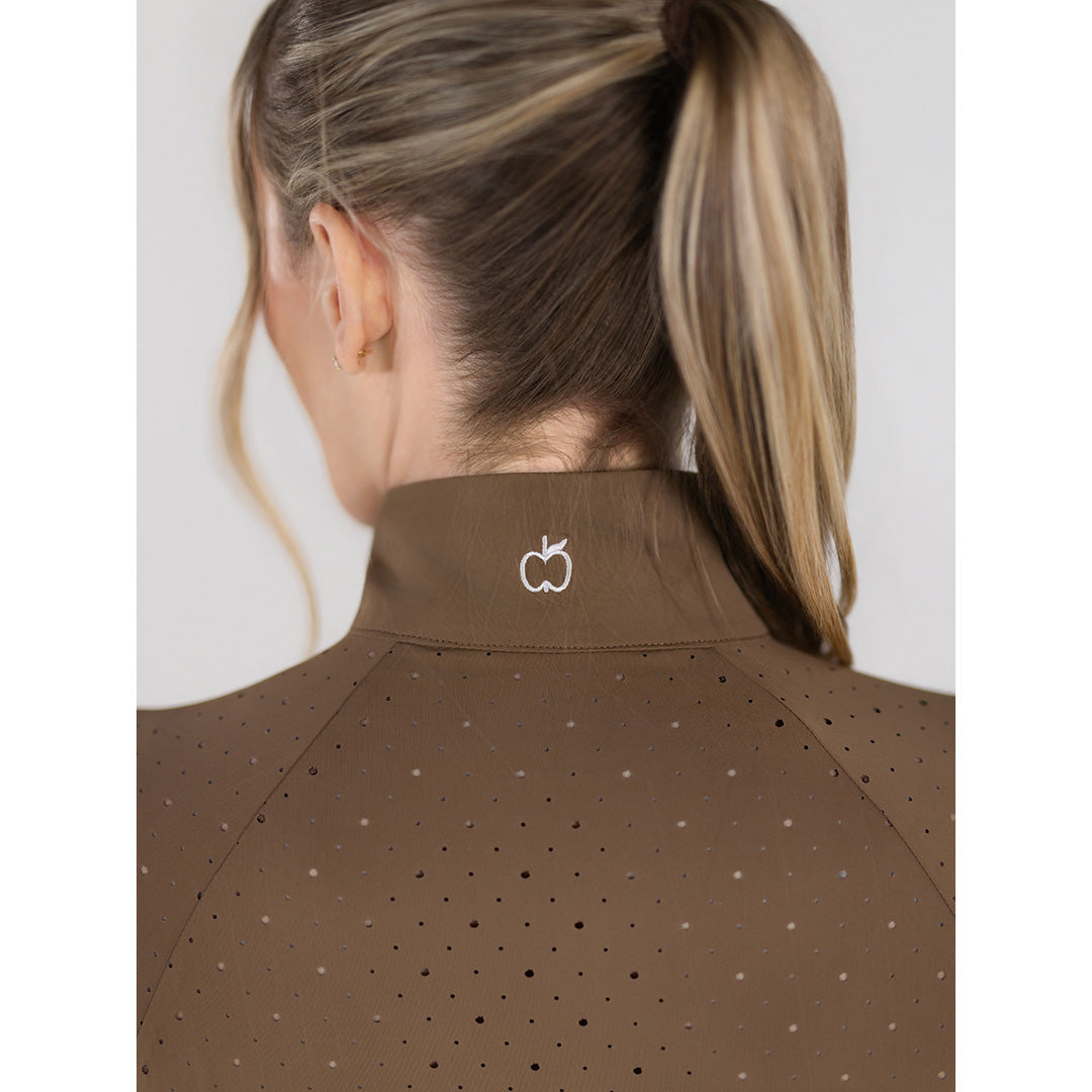 Dapplebay Lady 1/4 Zip Aircut LS Riding Top-Chestnut