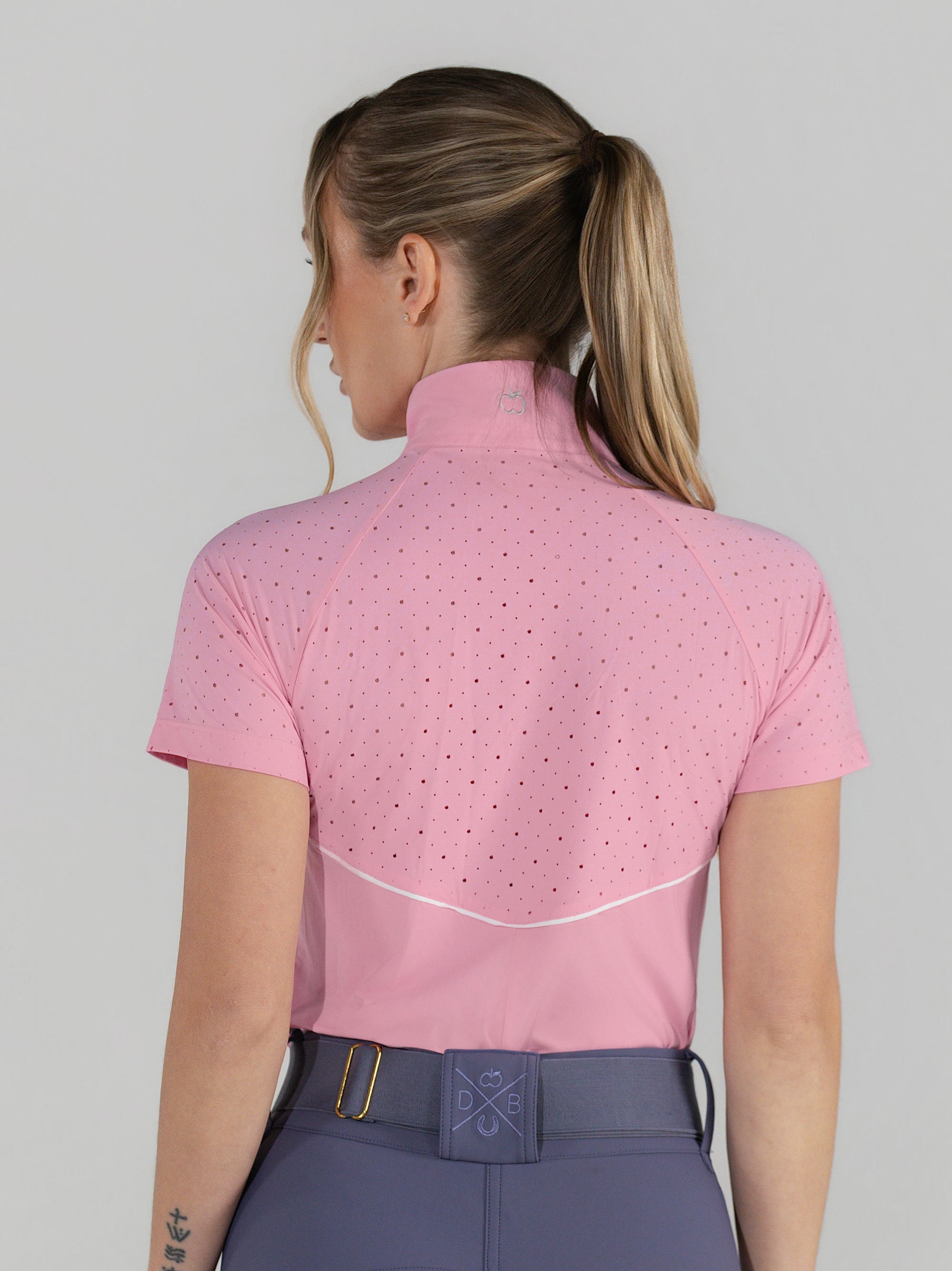 Dapplebay Lady 1/4 Zip Aircut SS Riding Top-Ballet Pink