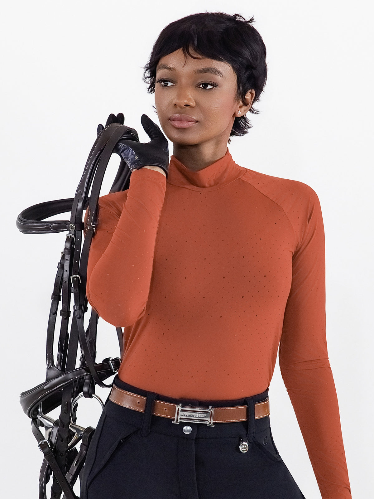 Dapplebay Aircut Mock Neck LS Top-Rust