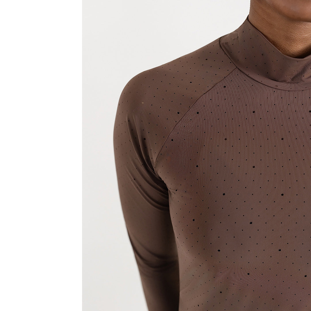 Dapplebay Aircut Mock Neck LS Top-Chocolate