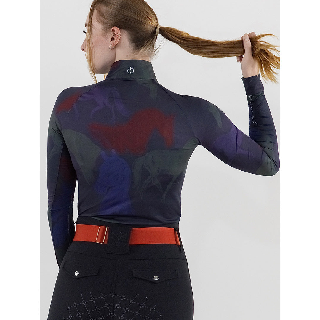 Dapplebay Abstract Horses 1/4 Zip LS Riding Top