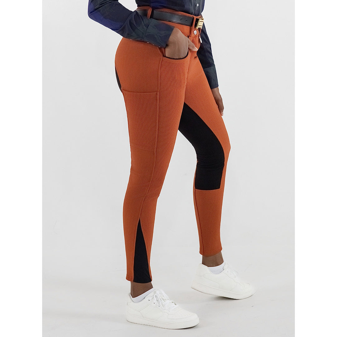 Dapplebay Pro Ribbed Full Seat Suede Breeches-Rust