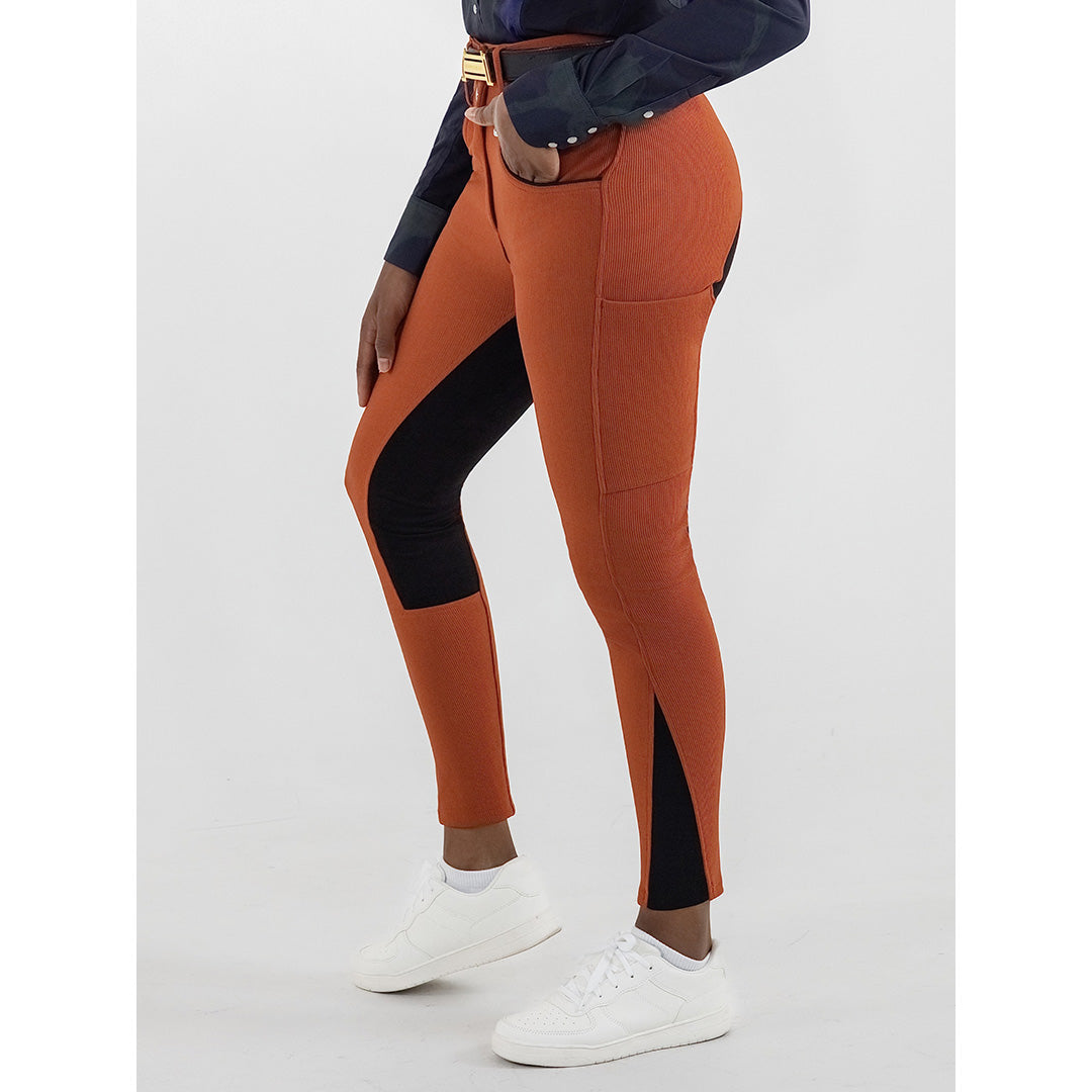 Dapplebay Pro Ribbed Full Seat Suede Breeches-Rust