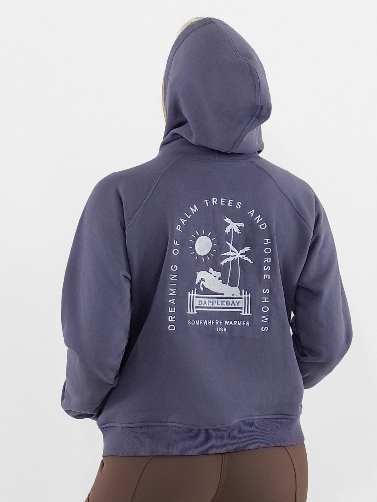 Dapplebay Palm Trees & Horse Shows Hoodie-Purple Dusk