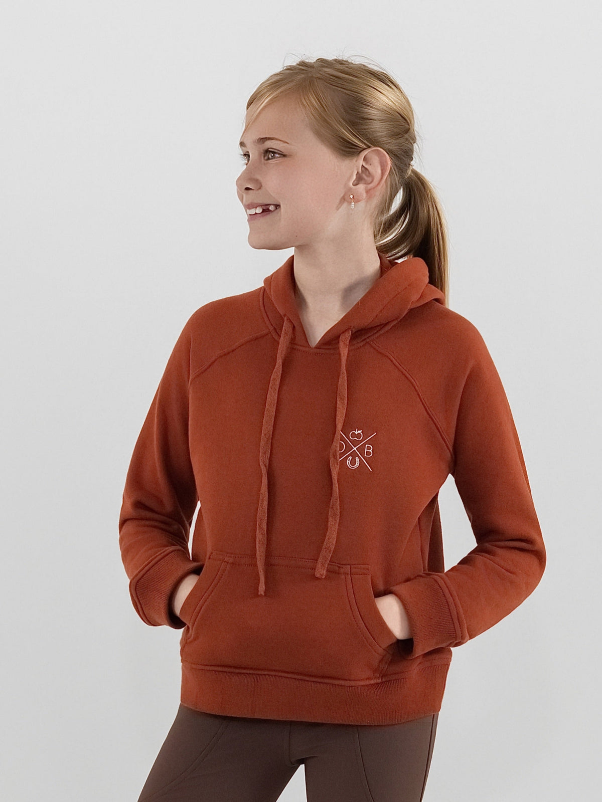 Dapplebay Kids Palm Trees & Horse Shows Hoodie-Rust