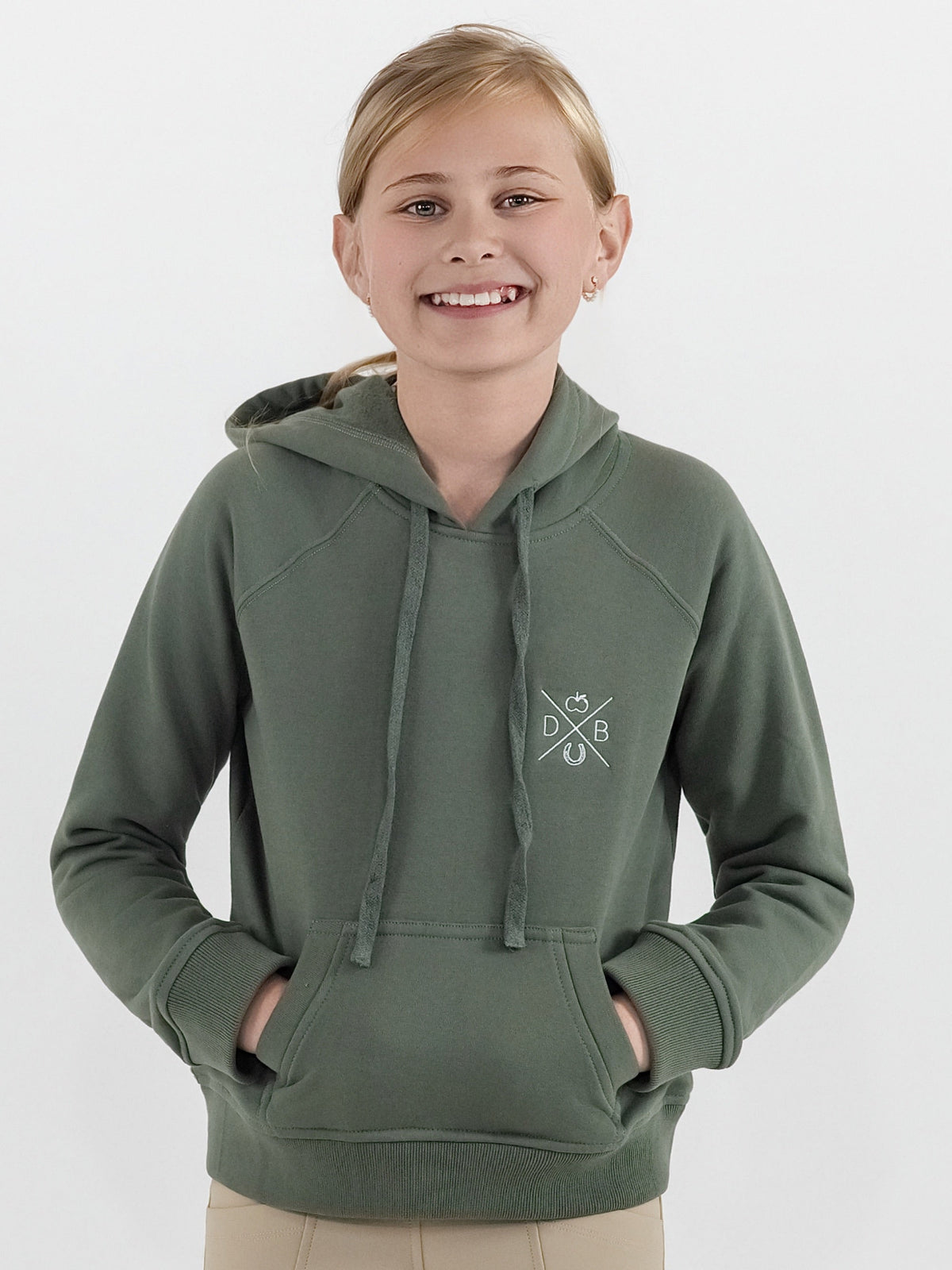 Dapplebay Kids Palm Trees & Horse Shows Hoodie-Rosemary
