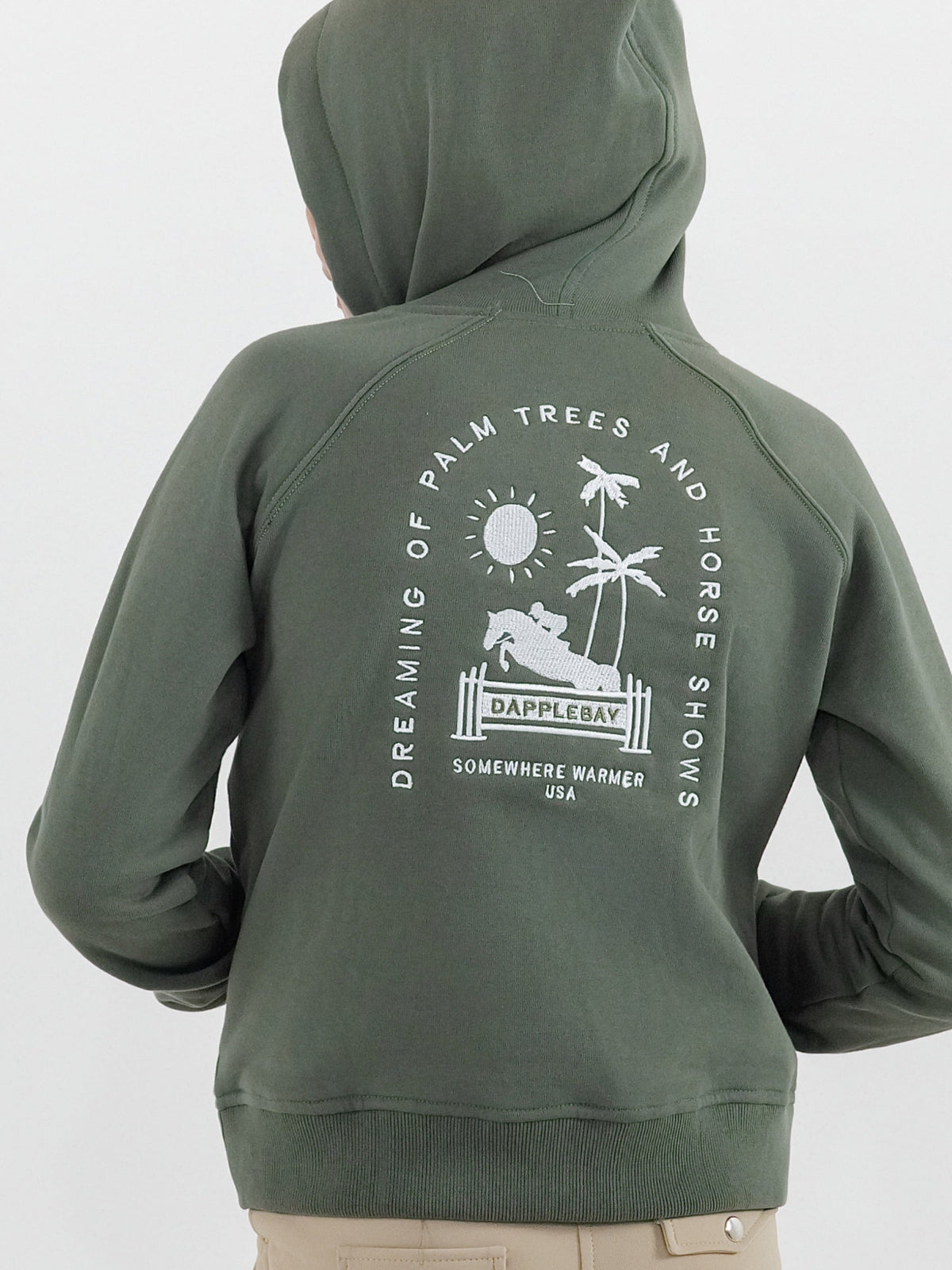 Dapplebay Kids Palm Trees & Horse Shows Hoodie-Rosemary