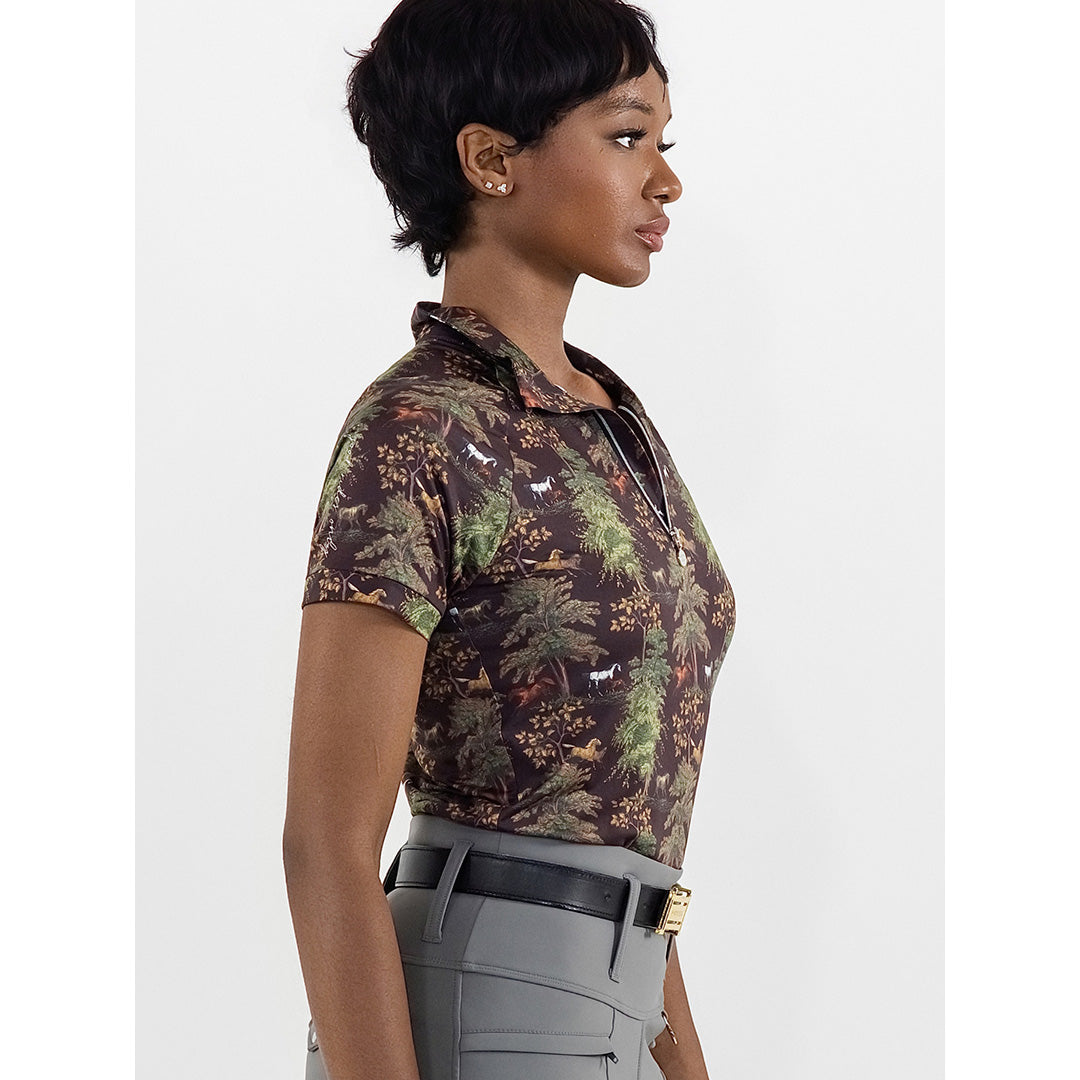Dapplebay Autumn Toile 1/4 Zip SS Riding Top-Dark Bay