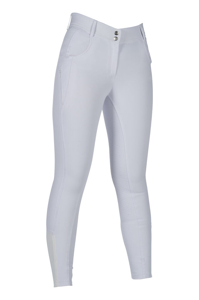 HKM Ari Mid Rise- Sil. Full Seat Ladies Riding Breeches - Breeches.com