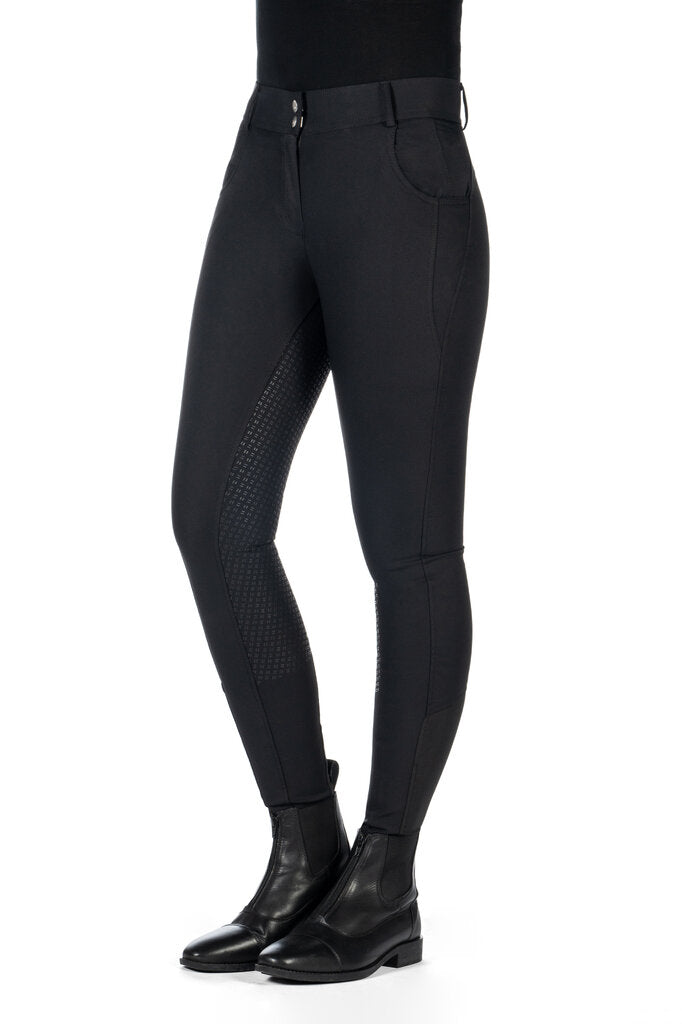 HKM Ari Mid Rise- Sil. Full Seat Ladies Riding Breeches - Breeches.com