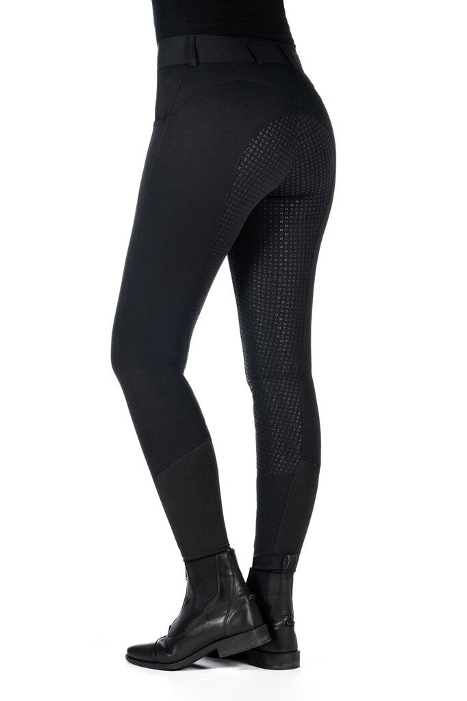 HKM Ari Mid Rise- Sil. Full Seat Ladies Riding Breeches - Breeches.com
