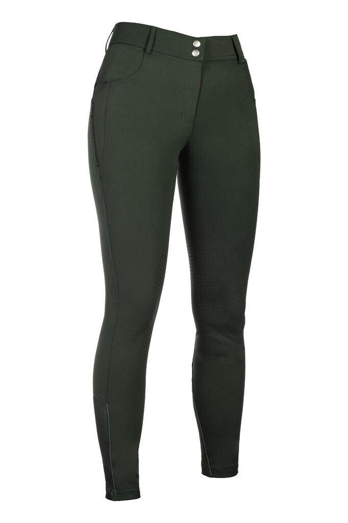 HKM Ari Mid Rise- Sil. Knee Patch Ladies Riding Breeches - Breeches.com