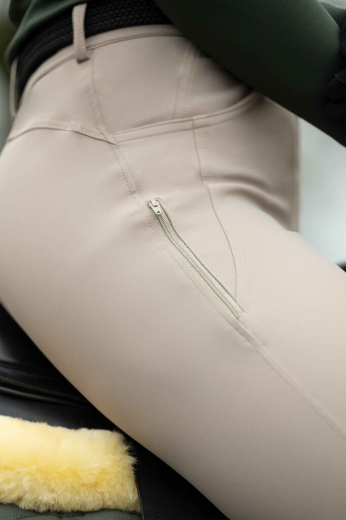 HKM Ari Mid Rise- Sil. Knee Patch Ladies Riding Breeches - Breeches.com