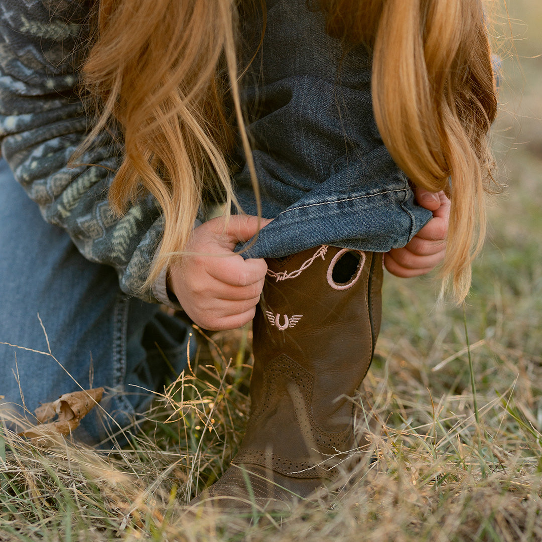 TuffRider Toddlers Yosemite Barbed Wire Embroidered Round Toe Western Boots