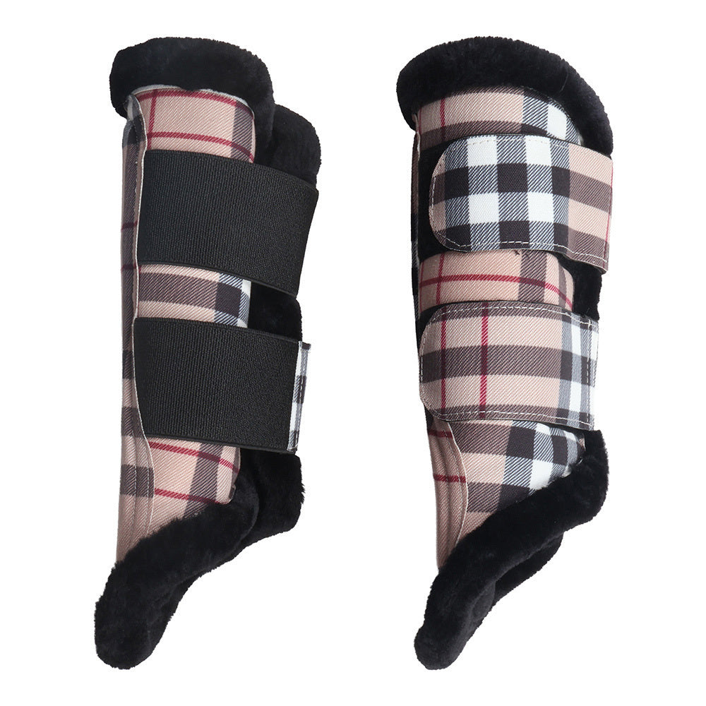 Dapplebay Holiday Plaid Brush Boots-Tan