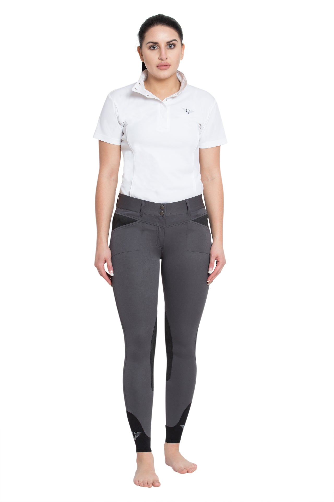 TuffRider Ladies Sydney Knee Patch Breeches w/ Contoured sock bottom (CSB) - Breeches.com