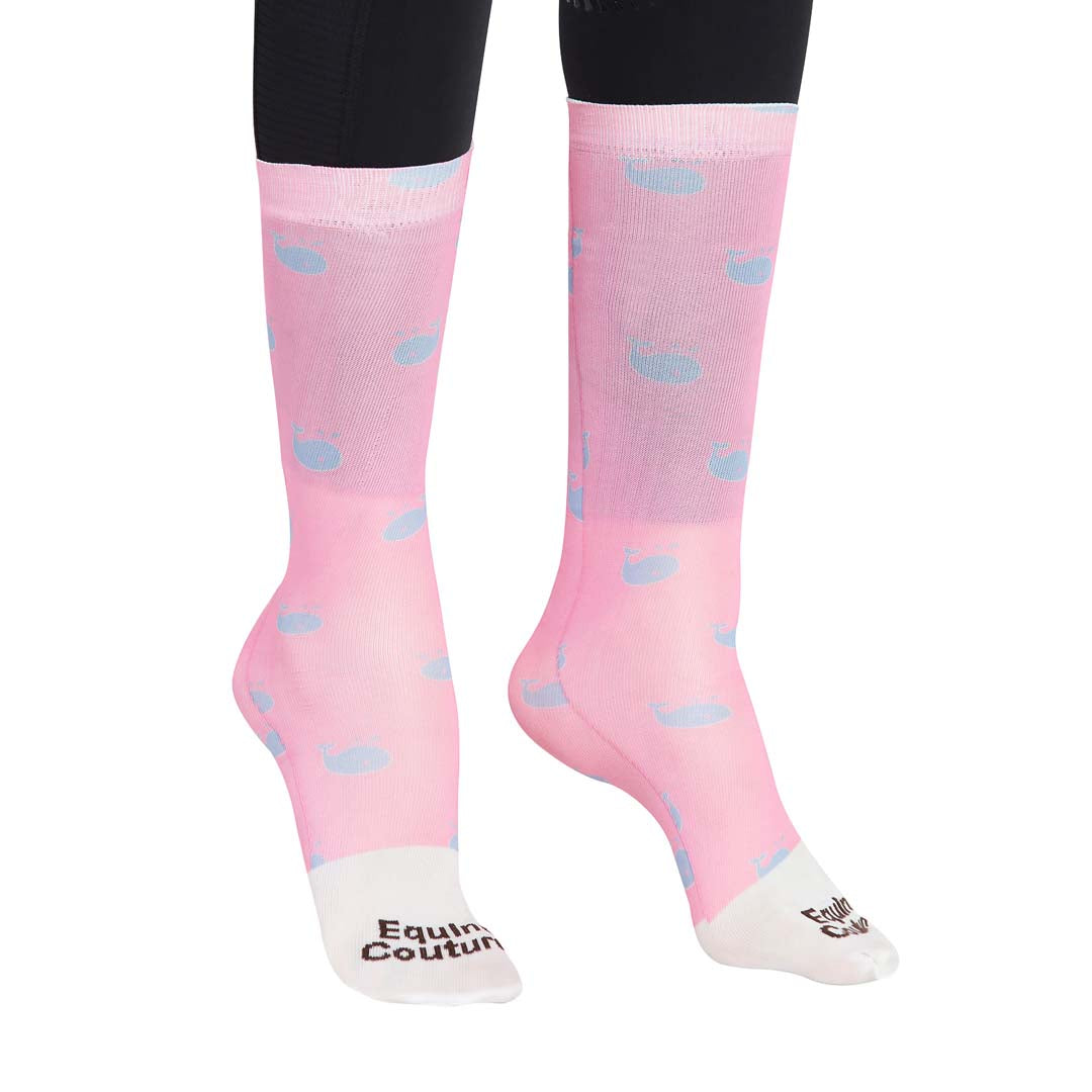 Equine Couture Ladies Whales Half Padded Knee Hi Boot Socks - Breeches.com