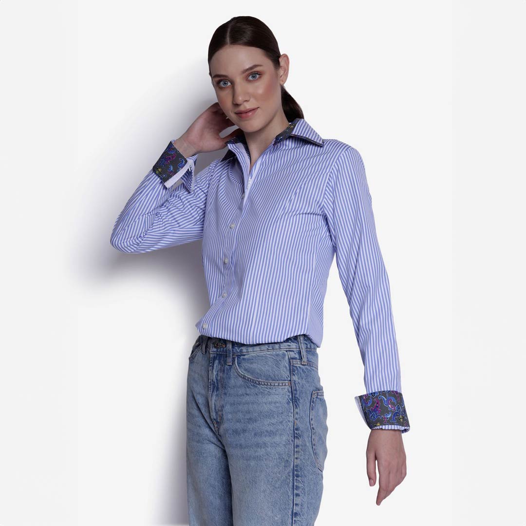 TuffRider Ladies ADEY Double Collar Stripe Shirt