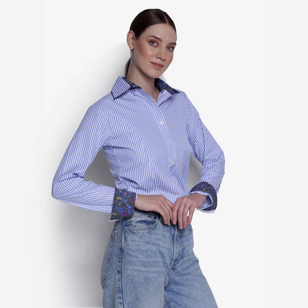 TuffRider Ladies ADEY Double Collar Stripe Shirt
